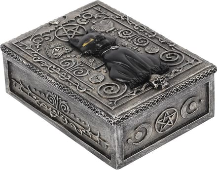 Something Different Decoratieve opbergdoos Black Cat zilverkleurig