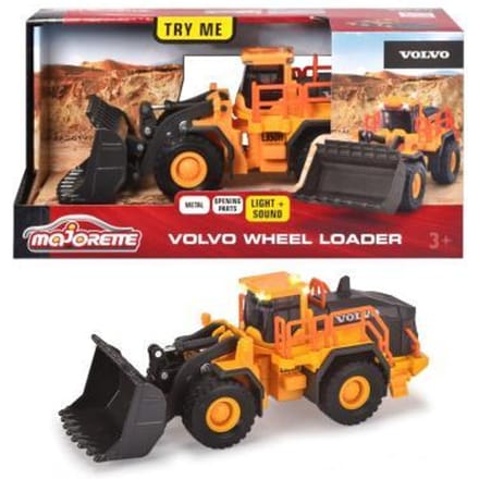 Majorette Grand Series - Volvo Wiellader - Constructie - Metaal - Licht en Geluid - 21 cm - Speelgoedvoertuig