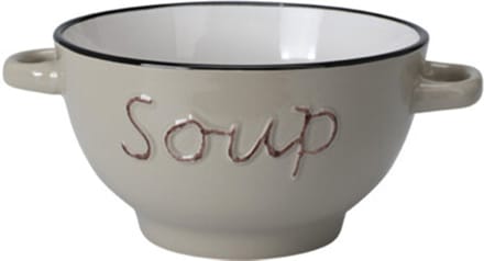 Excellent Houseware soepkom gres - bruin - porselein - D14 cm - serveer/snackschaaltje