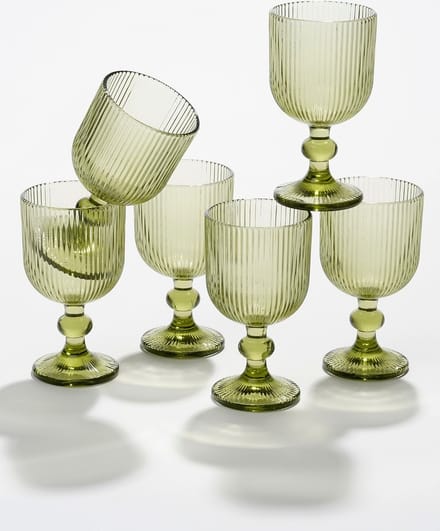 Mica Decorations Merlot Wijnglas set van 6 - 250 ml - Glas - Licht Groen