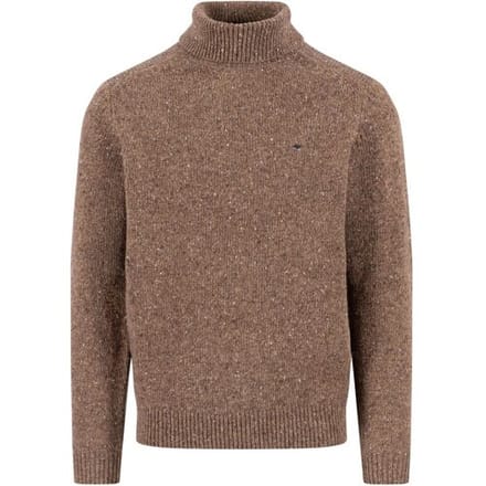 Fynch-Hatton Trui Rollneck Donegal Wool Blend Dark Chocolate / male