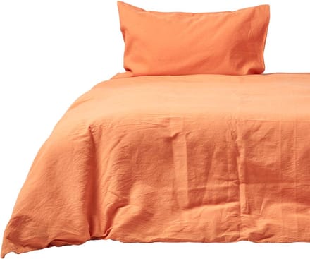 Homescapes linnen beddengoed 260 x 220 cm - oranje, voorgewassen