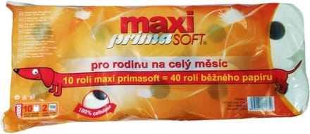 Maxi PrimaSoft Toiletpapier 10 Rollen 2 Lagen 60Meter.