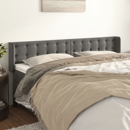 vidaXL - Hoofdbord - met - randen - 203x16x78/88 - cm - fluweel - donkergrijs