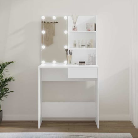 vidaXL - Kaptafel - met - LED-verlichting - 74,5x40x141 - cm - wit