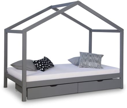 Homestyle4u Kinderbed - 90x200 cm - Huisbed - Grijs
