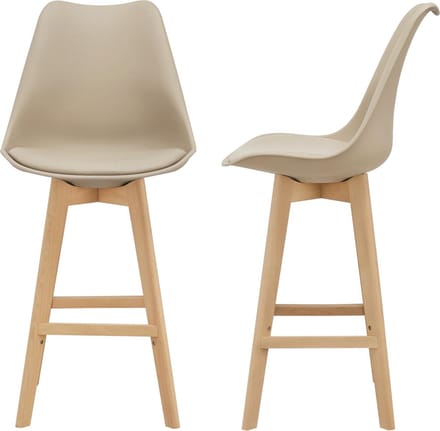 Barkruk set van 2 kunstleer en beuken 105x48x58 cm beige
