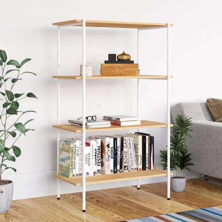 vidaXL - Opbergrek - 4-laags - 80x40x130 - cm - wit - en - eikenkleurig