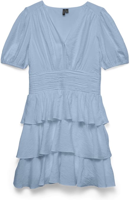 Vero Moda Jurk Vmlise 2/4 V-neck Short Dress Wvn E 10341663 Cashmere Blue Dames Maat - M