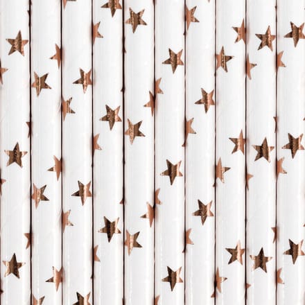PartyDeco - Rietjes Sterren Rose Gold (10 stuks)