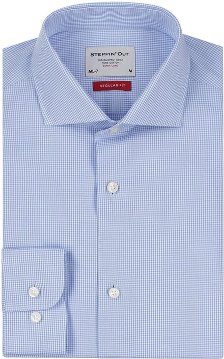 Steppin' Out Overhemd Extra Lange Mouw Ruit Blauw - Maat M - Heren