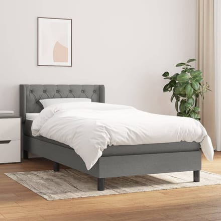 vidaXL - Boxspring - met - matras - stof - donkergrijs - 80x200 - cm