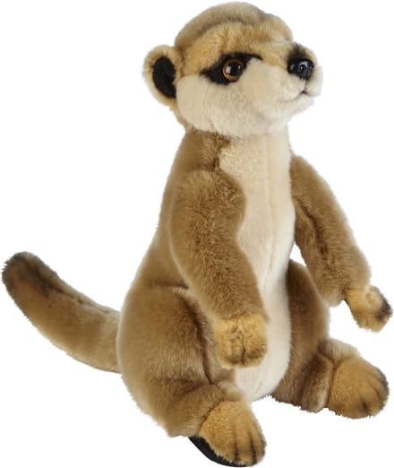 Ravensden Stokstaartje knuffel 28 cm - Pluche - Bruin - Kraalogen - Speelgoed