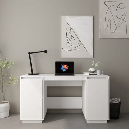 vidaXL - Bureau - 140x50x75 - cm - massief - grenenhout - wit