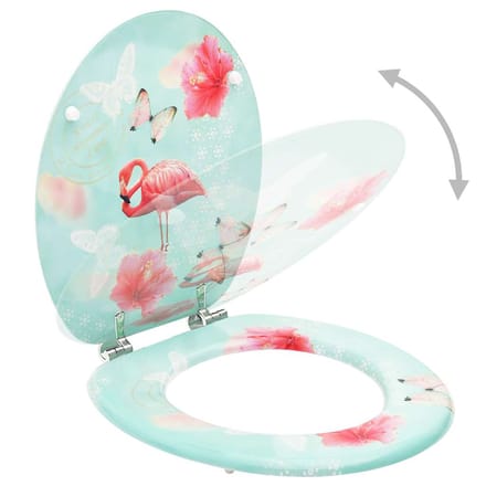 vidaXL - Toiletbrillen - met - deksel - 2 - st - flamingo - MDF