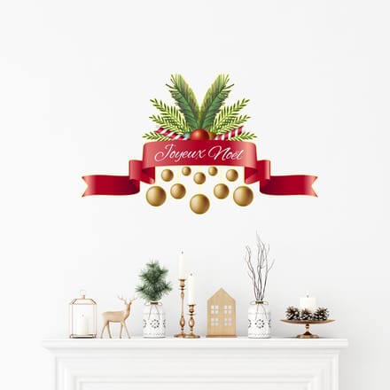 Kerstlintsticker, Vrolijk Kerstmis - Kerststickers - feestdecoraties - 70x115cm