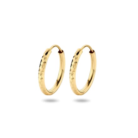 Marie Celeste oorringen ronde buis gediamanteerd - 16 mm - Goud