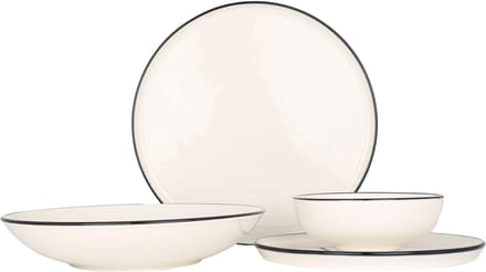 Bonna Serviesset - Linea Black - 24 delig - 6 persoons - Porselein