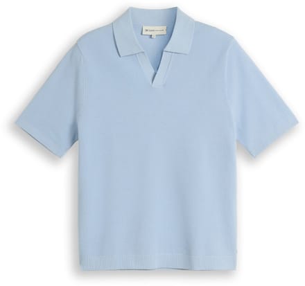 Tom Tailor Denim - Piqué gebreid poloshirt van katoen - Maat S - Light Metal Blue