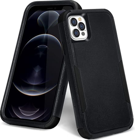 HB Hoesje Geschikt voor Apple iPhone 12 Pro Max - Zwart - Heavy Duty Armor Back Cover Case