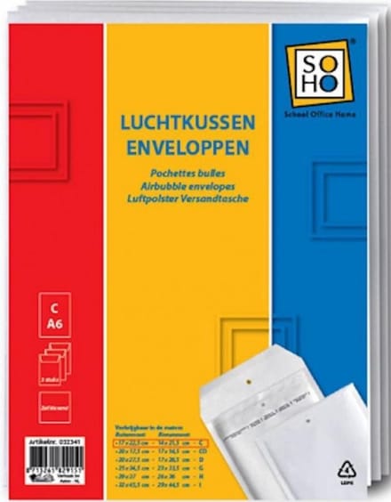 Soho Envelop Luchtkussen C13 A6 Papier 17 X 22,5 Cm Wit 3 Stuks
