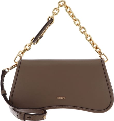 DKNY Leren Schoudertas Handtas Adria Clutch Shitake Taupe