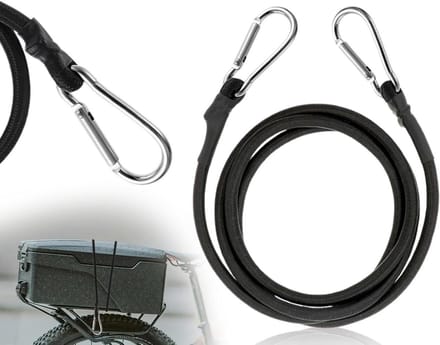 Spanrubber met haken - Elastische band - Bagage vastzetten - Aluminium gespen - 100 cm - Zwart