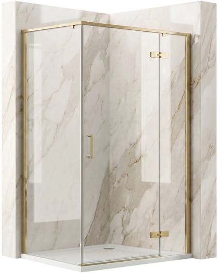 Rea - Bruno - Douchecabine - Geborsteld Goud 80X100 - 78,5X98,5X195Cm