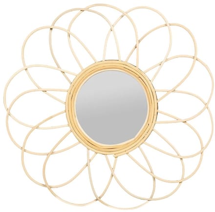 Ostaria Wandspiegel Daisy - bloem - rotan - D38,5 cm - bohemian/boho spiegel