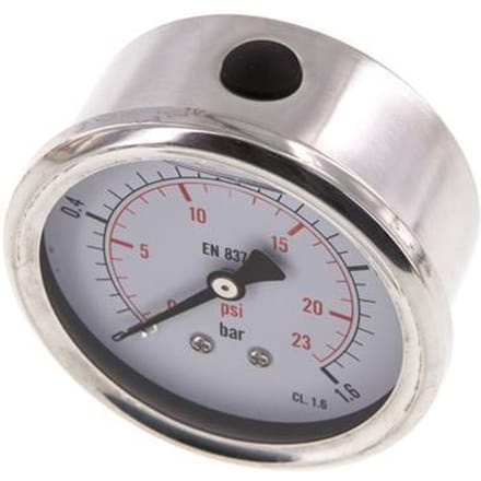 0..1.6 Bar Glycerine Manometer Achteraansluiting RVS/Messing 63 mm Klasse 1.6 - ML01P663SHG