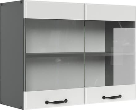 Vicco R-Line Glazen keukenkast – 80 cm Wit Landhuis