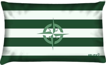 Sierkussen - Buitenkussen Groene Vingers Waterafstotend Bootkussen Streep Kompas - Groen - 60 Cm X 40 Cm
