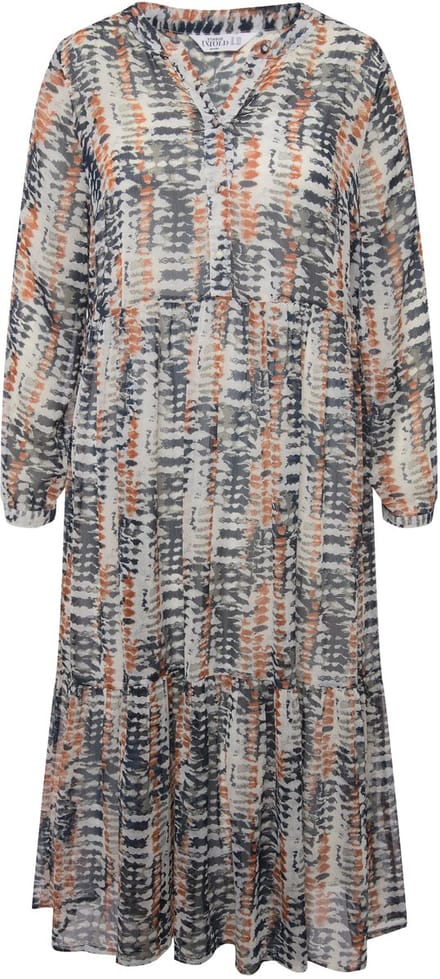 Studio Untold - Dames - Maxi-jurk A-lijn batikprint ronde hals knoopsluiting - Donkerblauw - Maat 42+