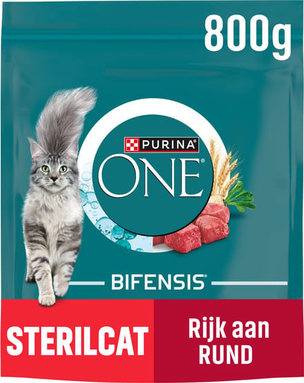 PURINA ONE Sterilcat - Kattenbrokjes - Rund & Tarwe - 4 x 800 g