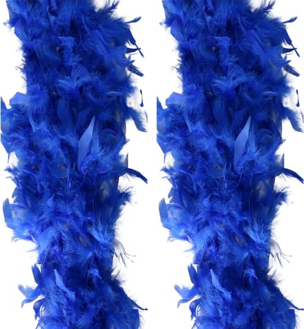 Veren Boa - 2 stuks - Carnaval verkleed accessoire - blauw - 180 cm