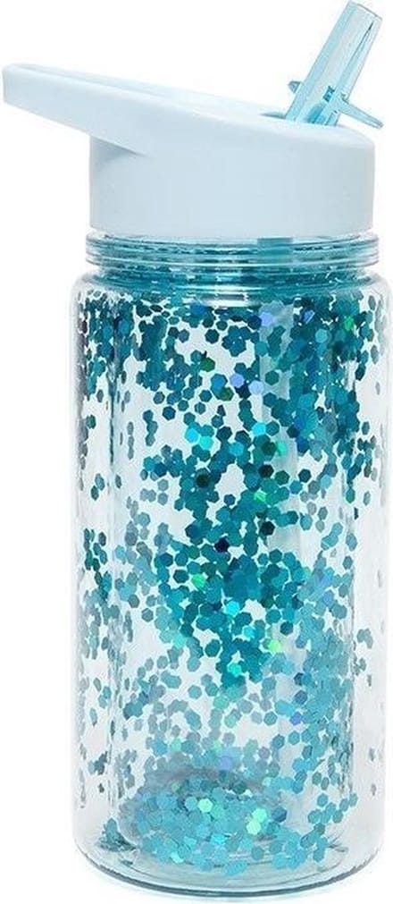 Drinkfles Glitter Dusty Aqua | Petit Monkey