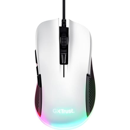 Trust GXT 922W Ybar Gaming Muis - 7200 DPI - RGB Verlichting - USB Bedrade Gaming Muis - Wit