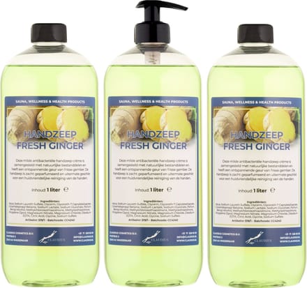 Handzeep Fresh Ginger 1 liter - met gratis pomp - set van 3 stuks