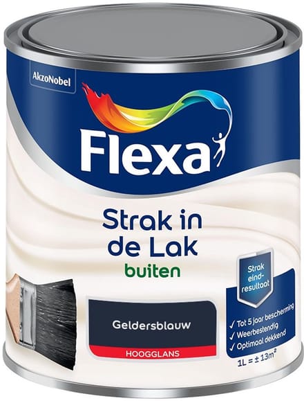 Flexa - Strak In De Lak Buitenlak Hoogglans - Geldersblauw - Mengverf - 1 L