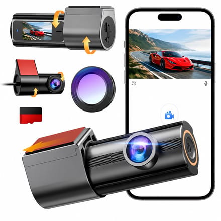 Dashcam Auto 4K - Draaibare Voor- en Achtercamera met Wifi en Loopopname