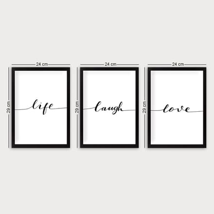 Asir - Decoratief Ingelijst Schilderij - Veelkleurig - 24 x 29 cm (3 stuks)
