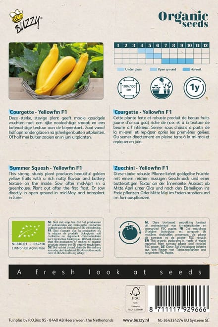 Courgette Yellowfin F1 geel BIO