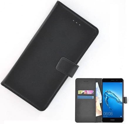 Wallet Bookcase Hoesje Effen Zwart voor Huawei Y7
