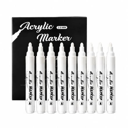 Acrylmarkers - 8 stuks - vloeibare inkt - wit - basisverpakking