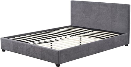 Bed Roma Grijs – 140 x 200 cm – Stoffen Bekleding – Inclusief Lattenbodem - Rousseau