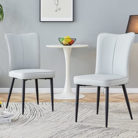 MODENUIT Eetkamerstoel - Set Van 2 - Ergonomische Rugleuning En Antislipvoeten - Voor Eetkamer - PU - Lichtgrijs