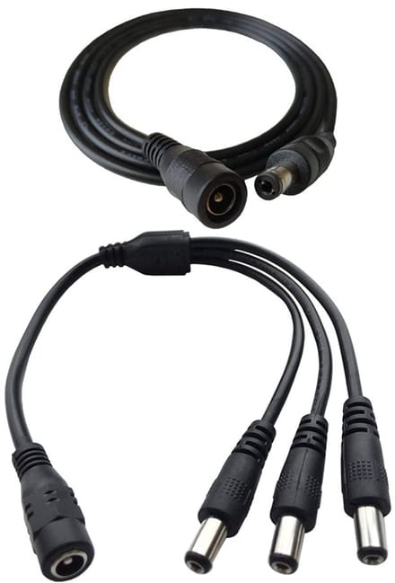 3-Weg Y Splitter Adapter Kabel voor DC 12V en 1m Verlengkabel 5.5 x 2.1mm Mannetje naar Vrouwtje