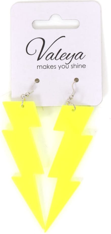 Oorbellen - Flash - Neon Geel - Foute Party - One Size