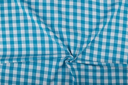 Boerenbont stof - 18mm geruite stof - Waterblauw - 80 meter