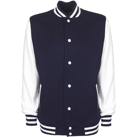 Varsity Jacket unisex merk FDM maat M Donkerblauw/Wit
